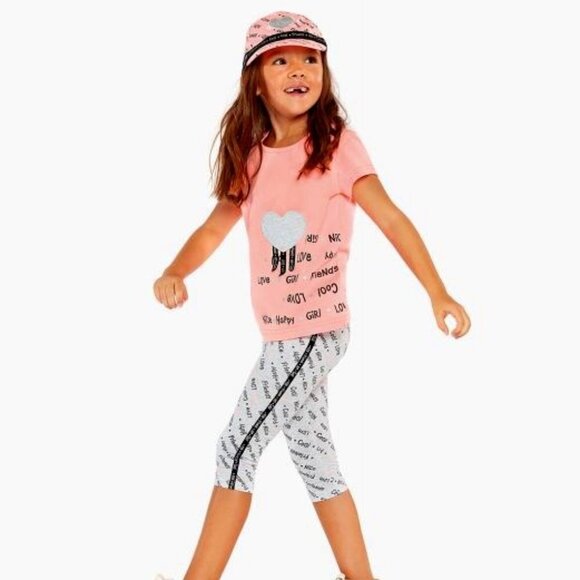 NWT Losan coral t-shirt and capri legging with lateral band kit - Picture 2 of 6